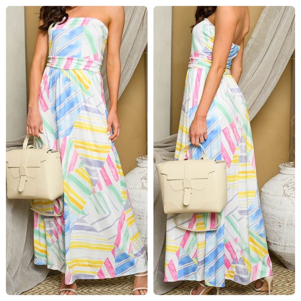 Multi Color Abstract Maxi Dress